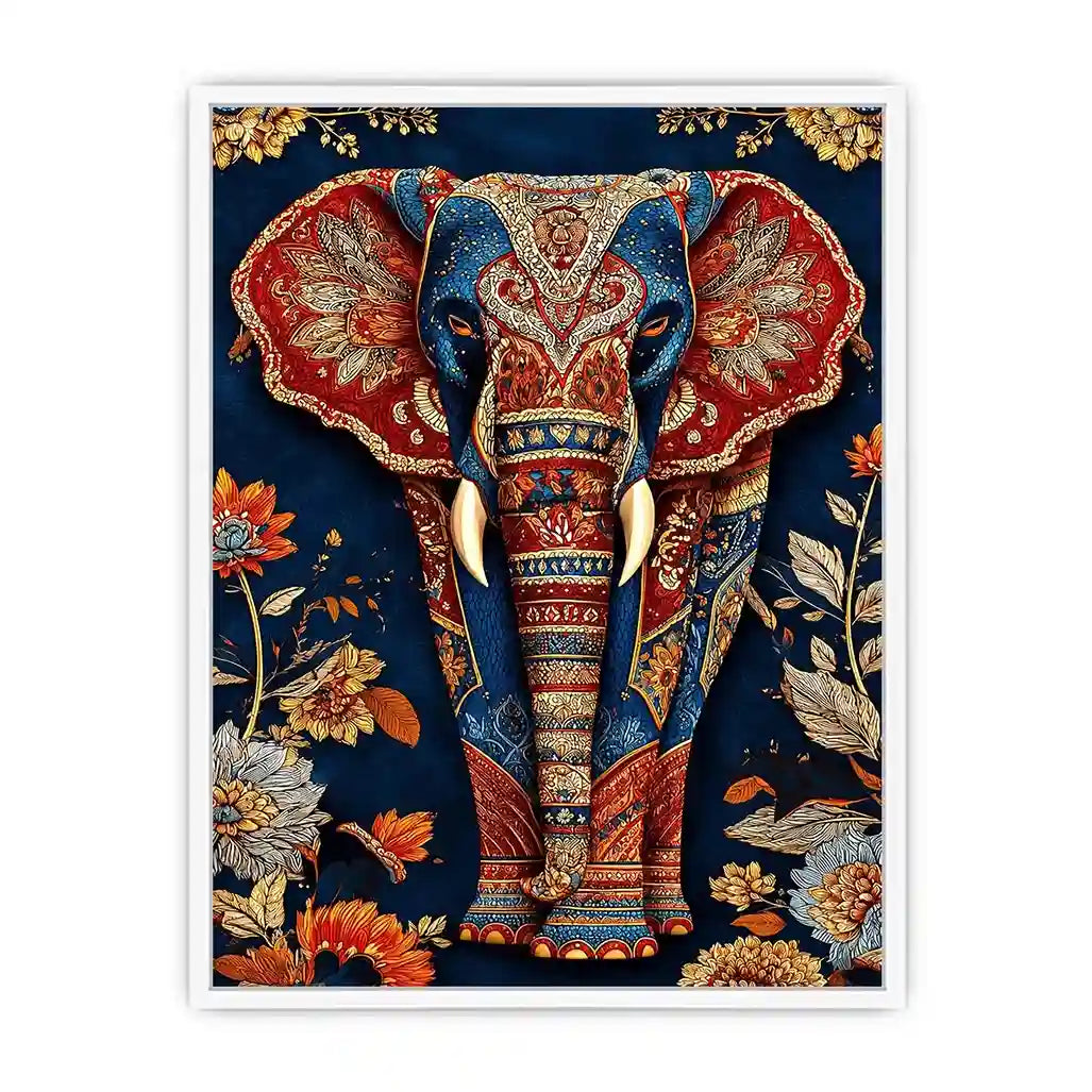   ornate elephant canvas art entryway