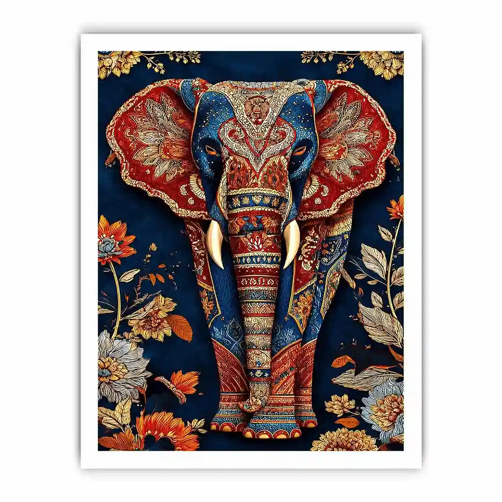   ornate elephant canvas art entryway