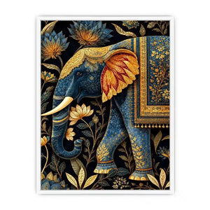   blue gold elephant canvas print decor
