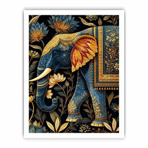   blue gold elephant canvas print decor