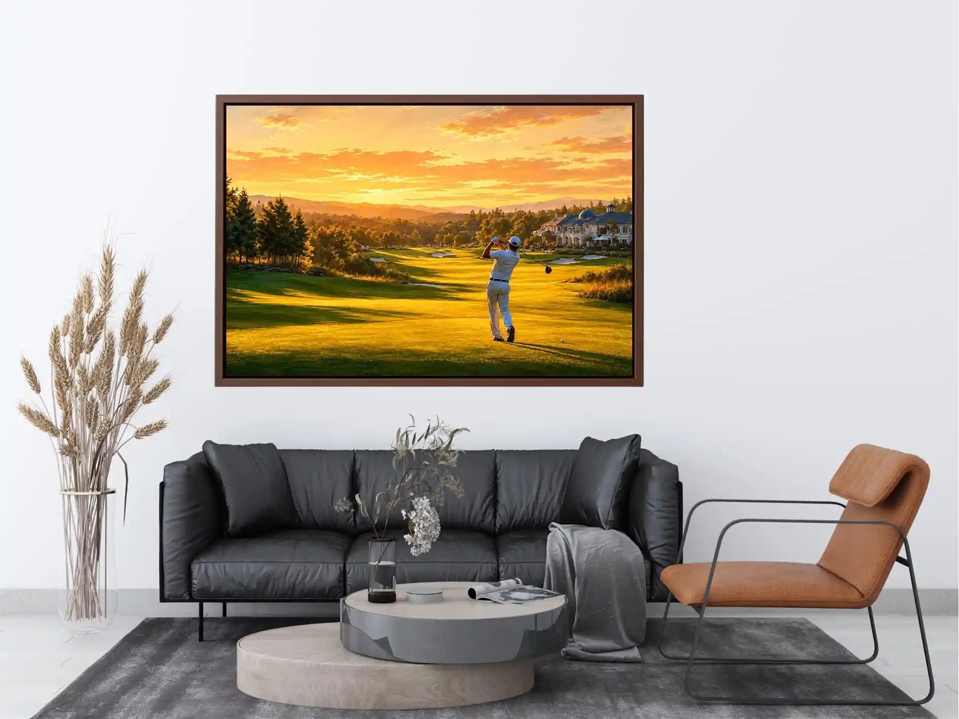   golden golf course canvas art
