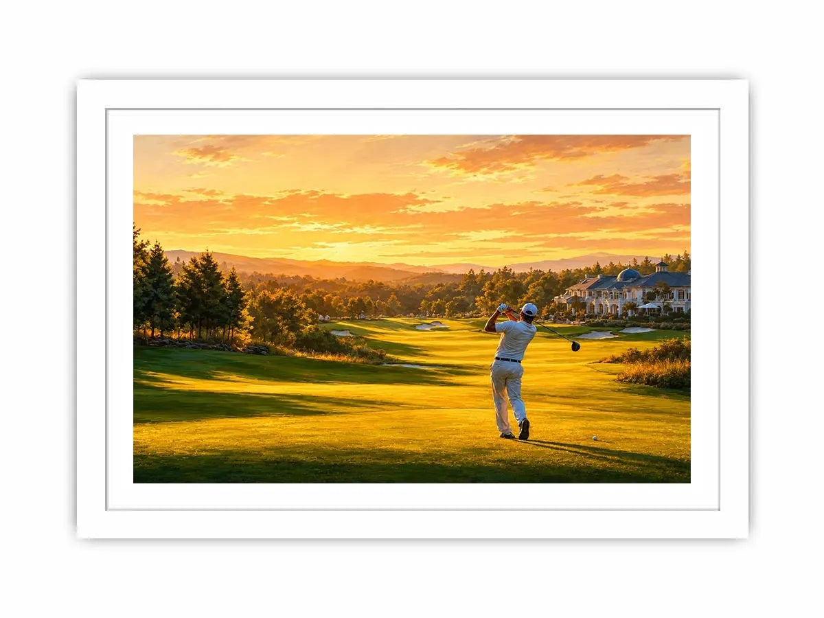   golden golf course canvas art