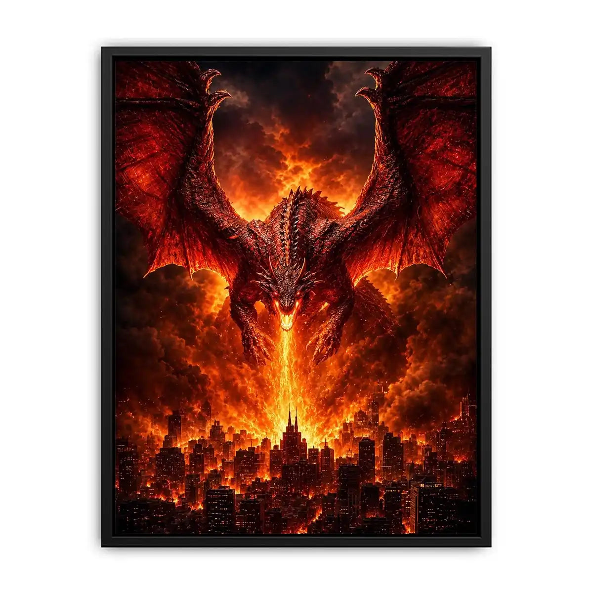   fiery dragon fantasy canvas wall art
