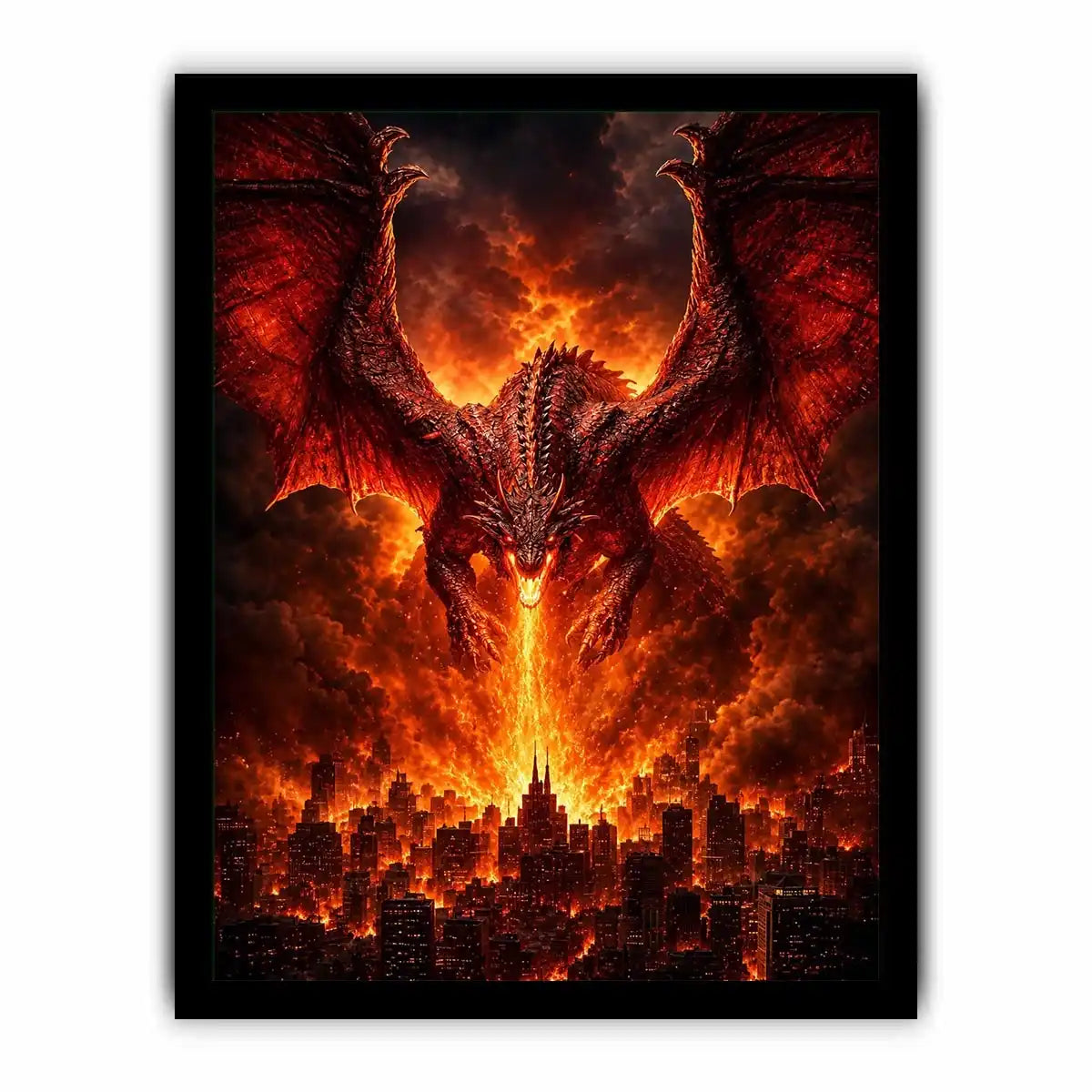   fiery dragon fantasy canvas wall art