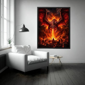   fiery dragon fantasy canvas wall art