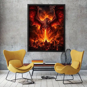   fiery dragon fantasy canvas wall art