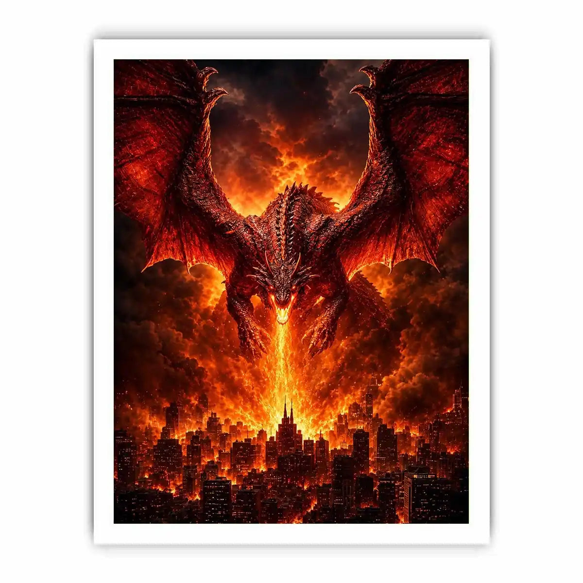   fiery dragon fantasy canvas wall art
