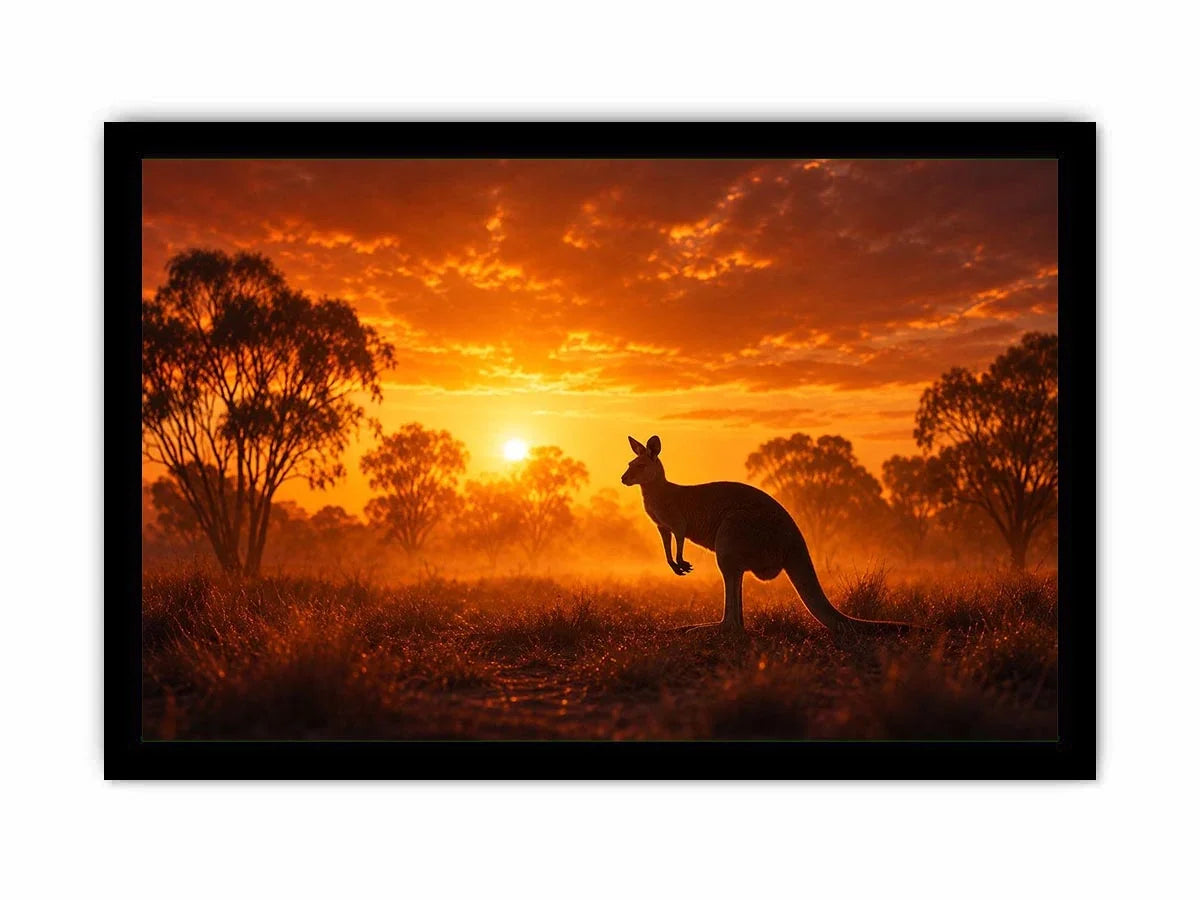   outback kangaroo sunset wall art