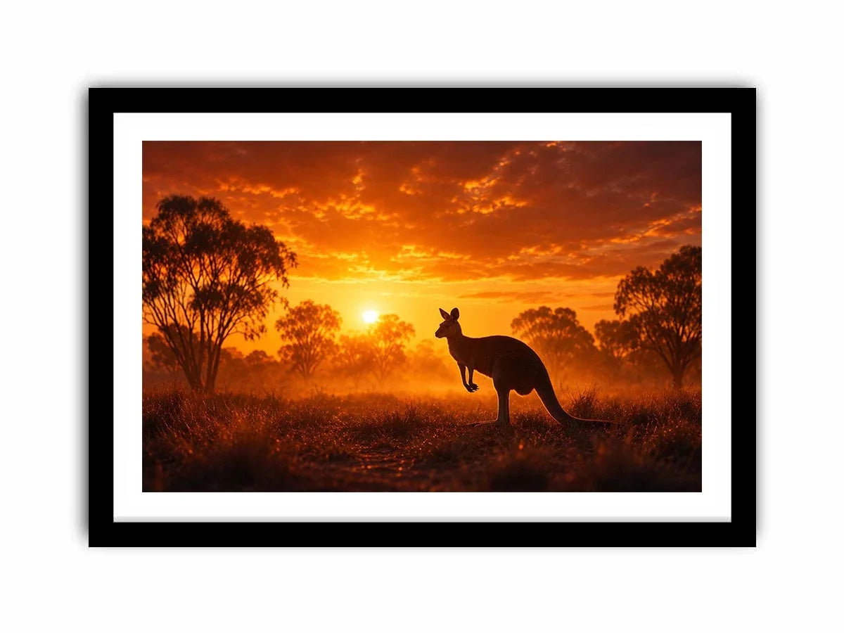   outback kangaroo sunset wall art