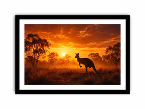   outback kangaroo sunset wall art
