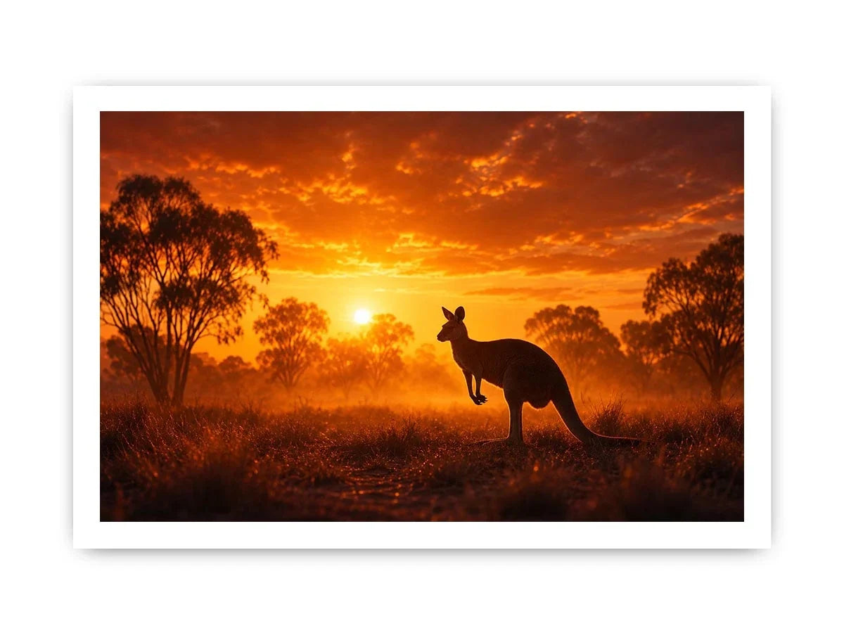   outback kangaroo sunset wall art