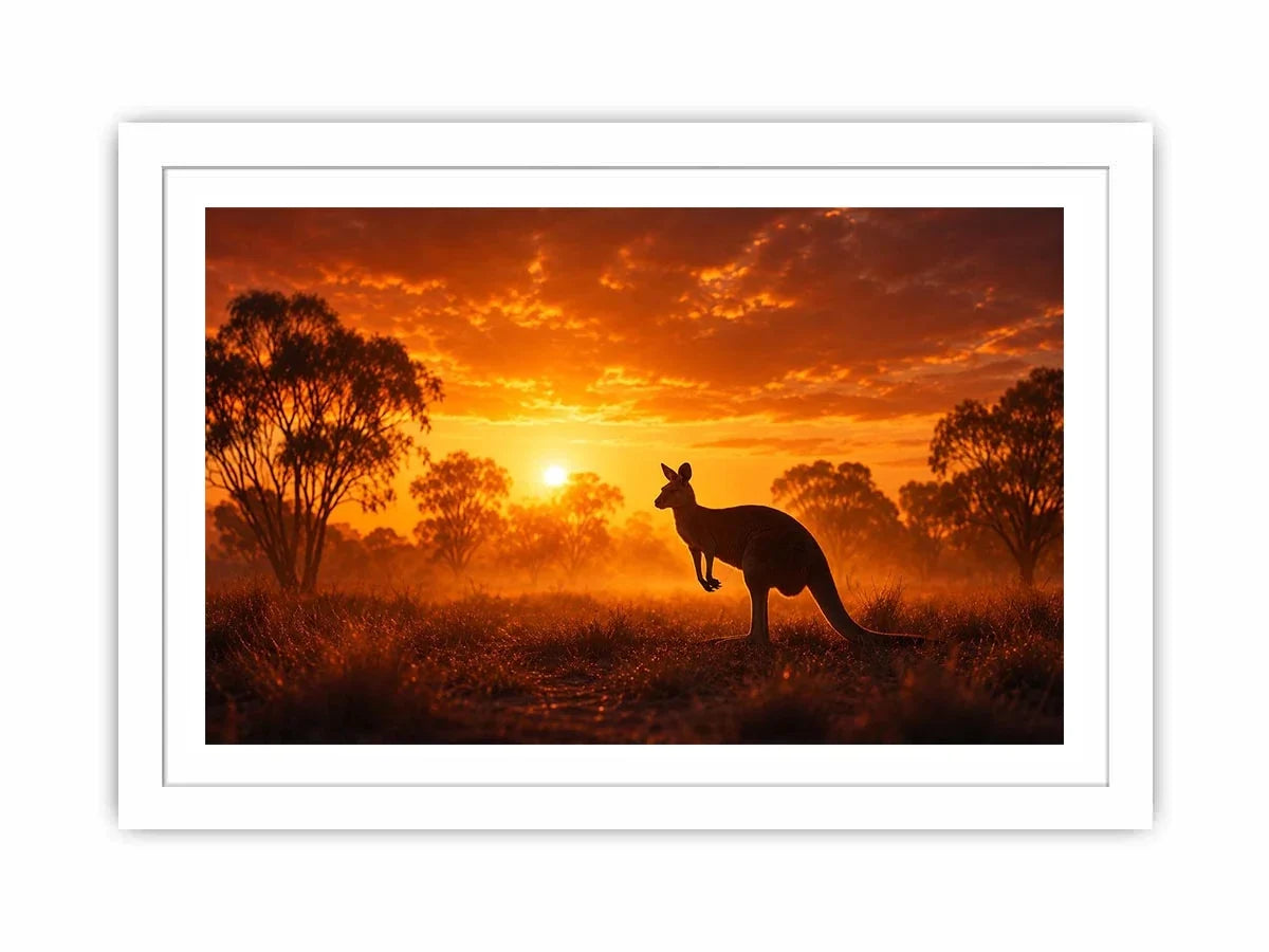   outback kangaroo sunset wall art