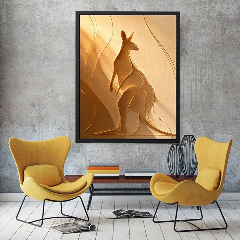   minimal kangaroo line art print