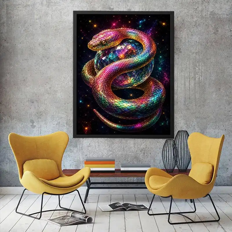   colorful fantasy snake canvas art