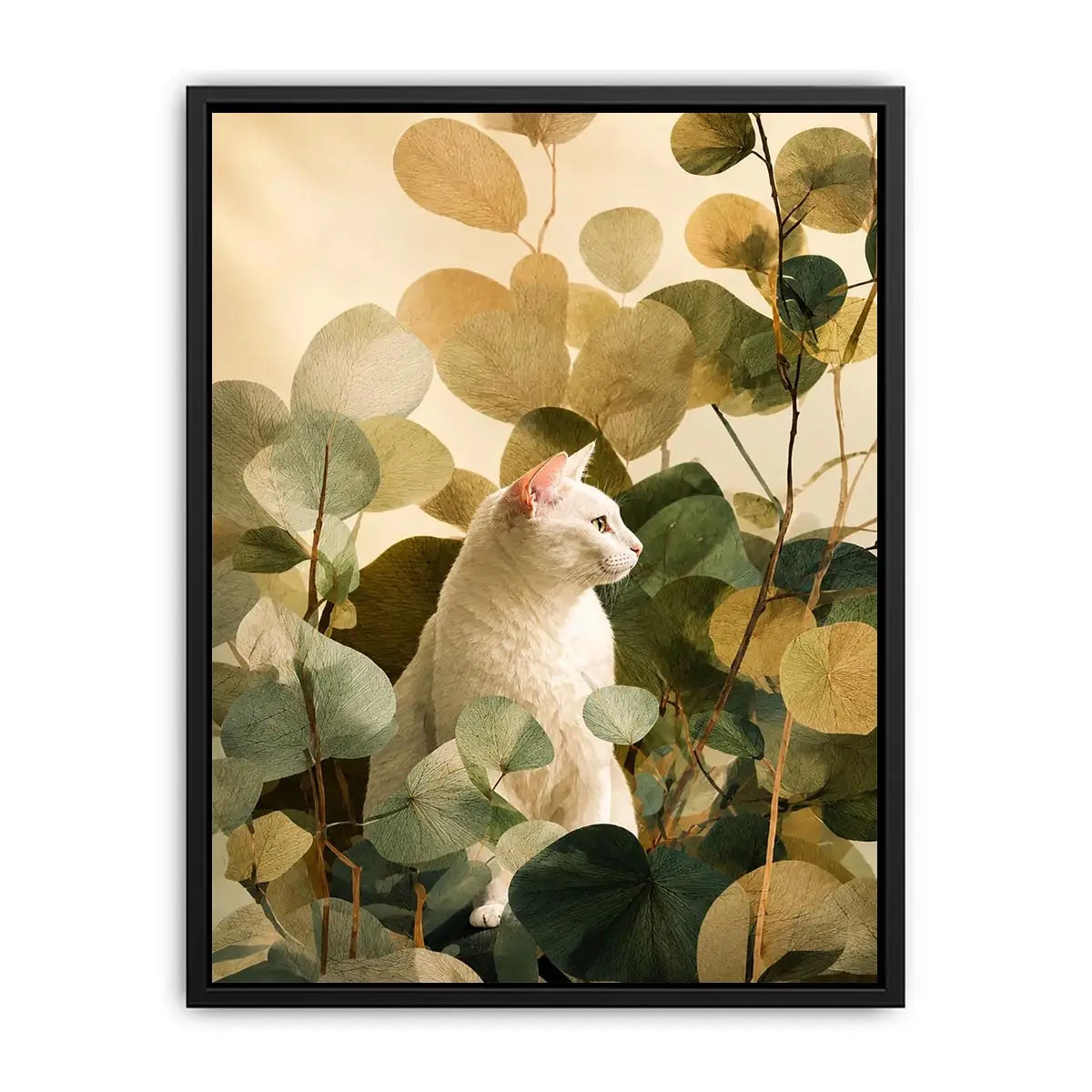   botanical cat bedroom canvas print