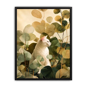   botanical cat bedroom canvas print