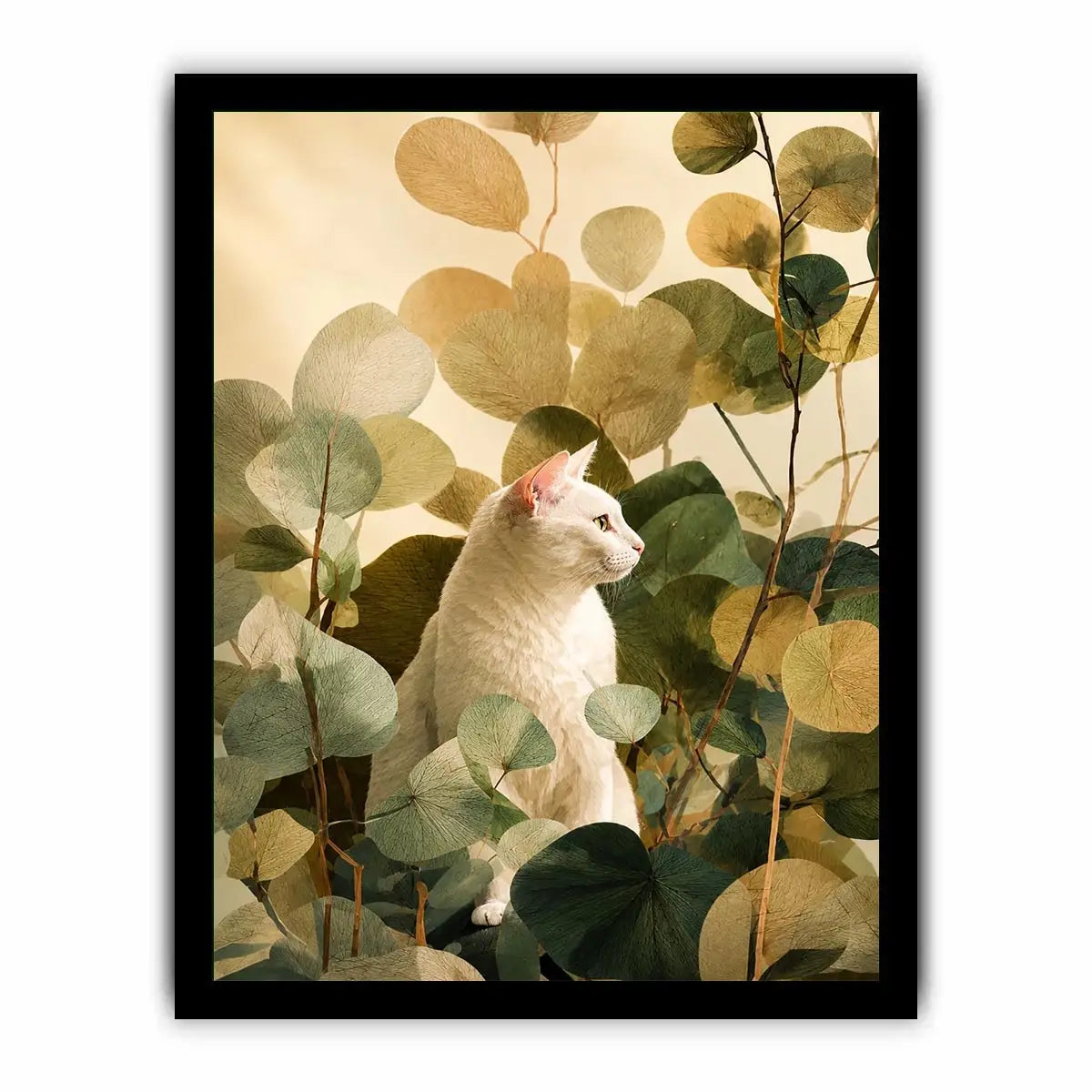   botanical cat bedroom canvas print