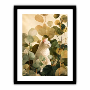   botanical cat bedroom canvas print