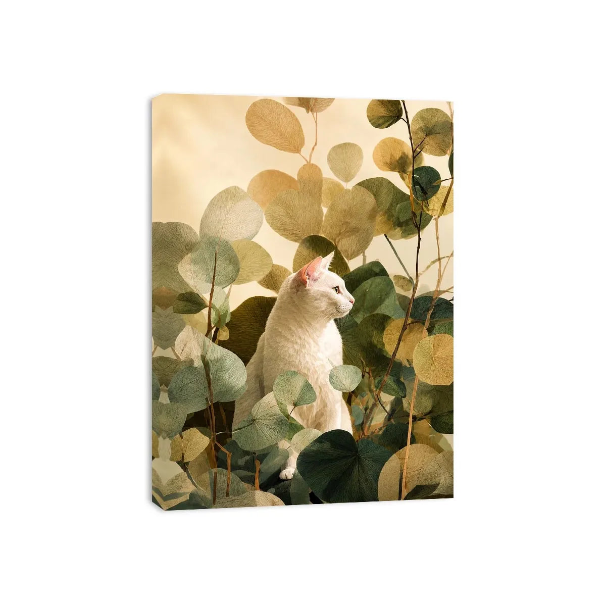   botanical cat bedroom canvas print