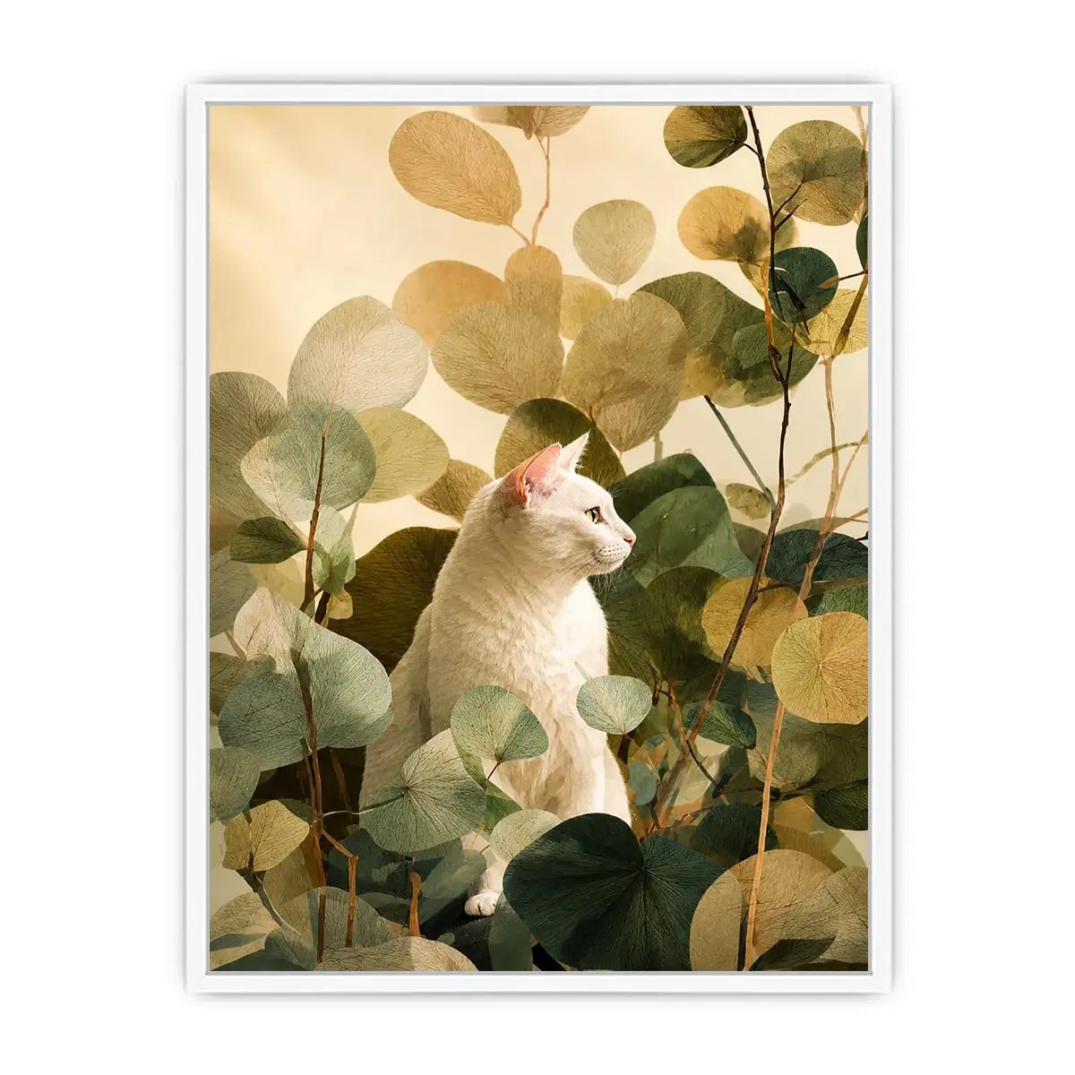   botanical cat bedroom canvas print