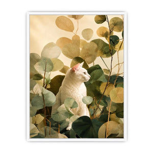   botanical cat bedroom canvas print