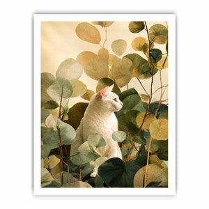   botanical cat bedroom canvas print
