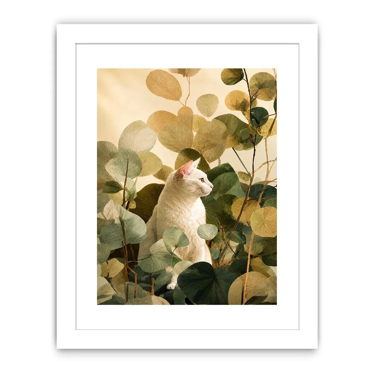   botanical cat bedroom canvas print