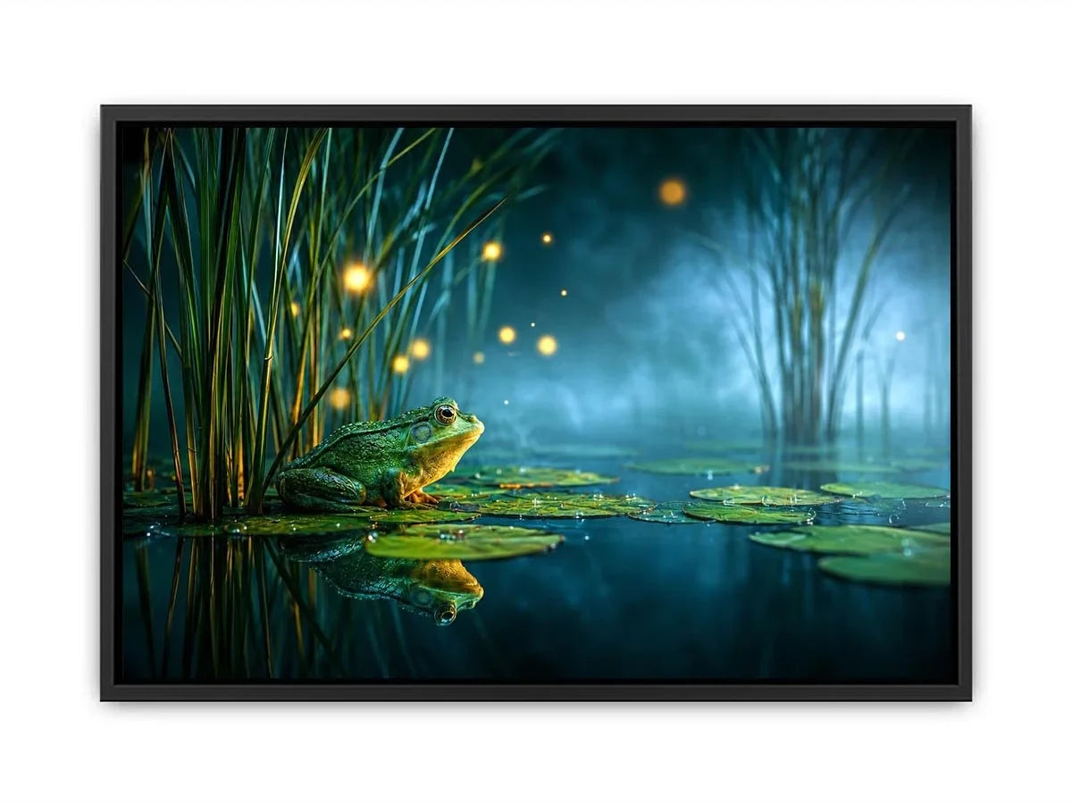   dreamy frog teal room canvas print