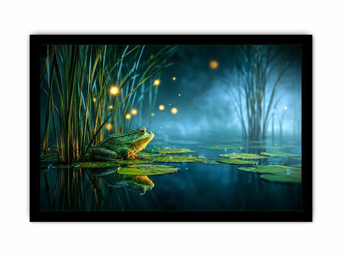   dreamy frog teal room canvas print