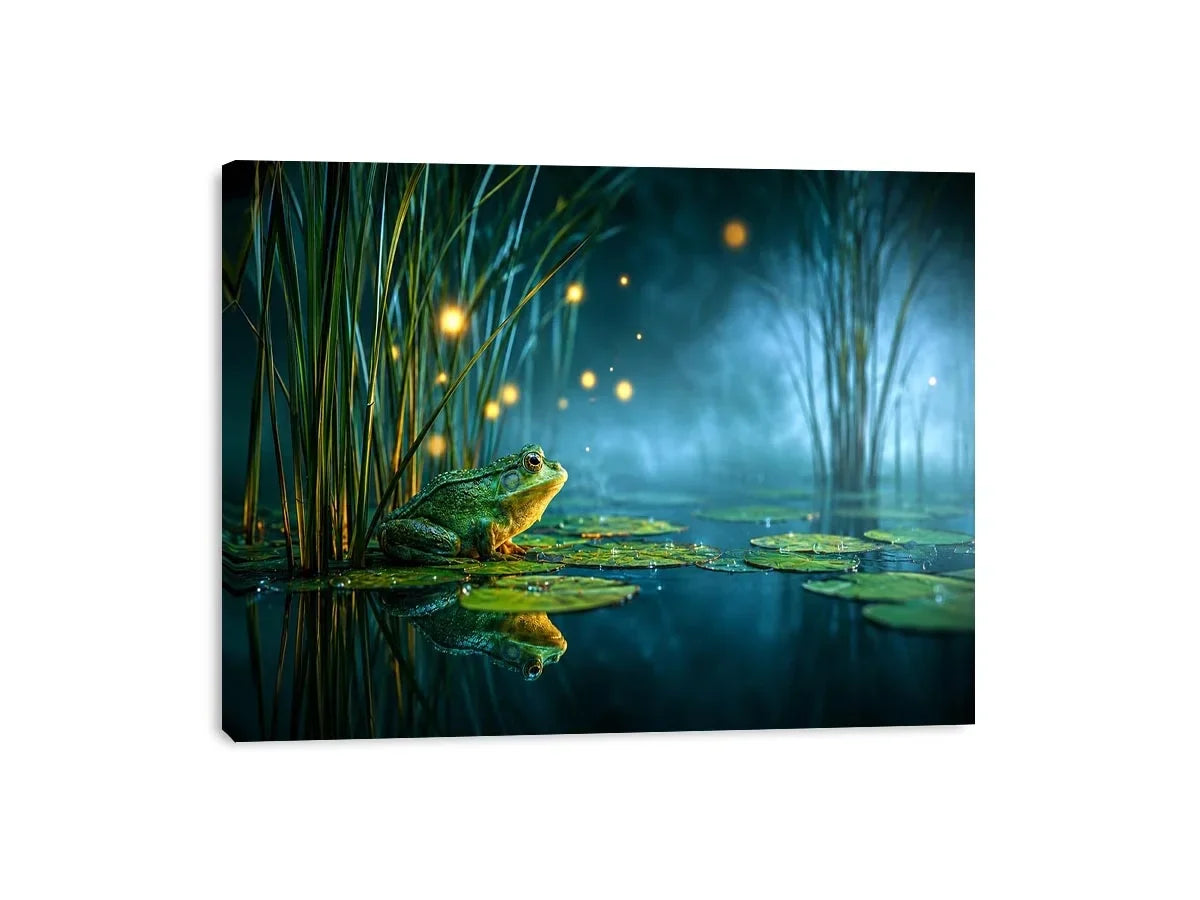   dreamy frog teal room canvas print