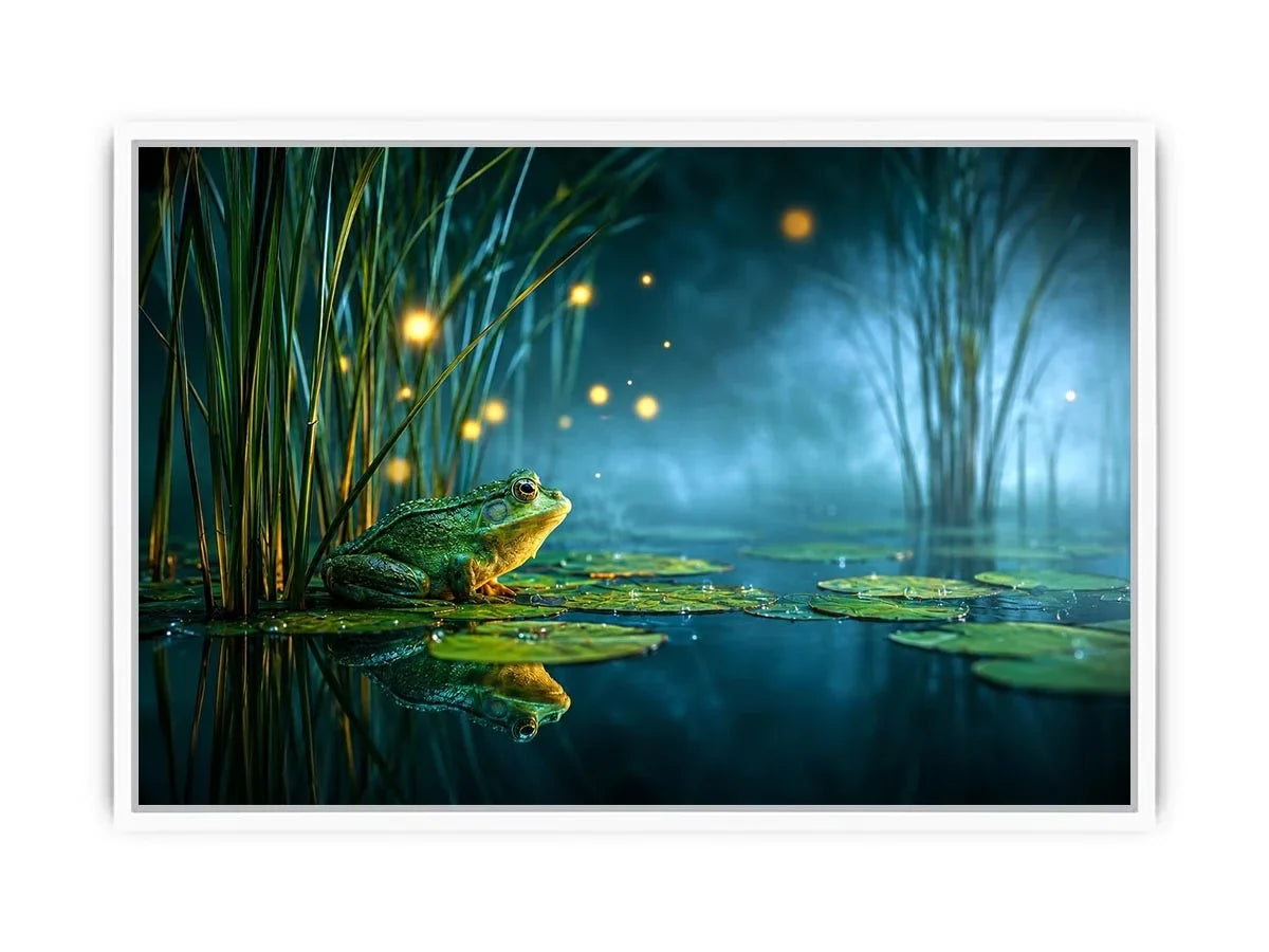   dreamy frog teal room canvas print