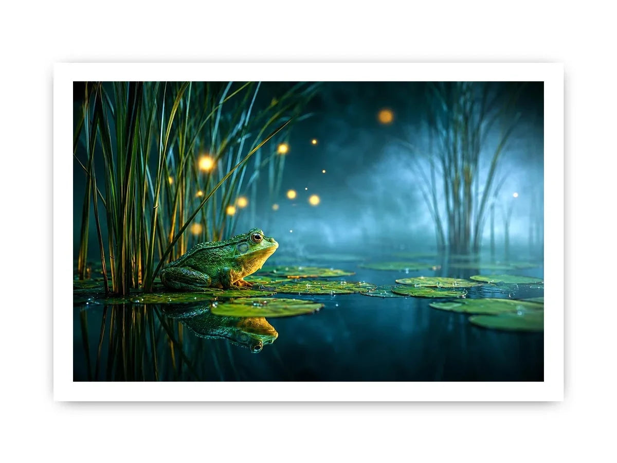   dreamy frog teal room canvas print