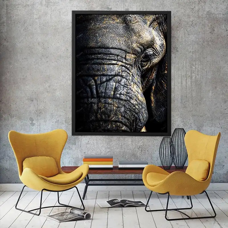   elephant portrait gold canvas art