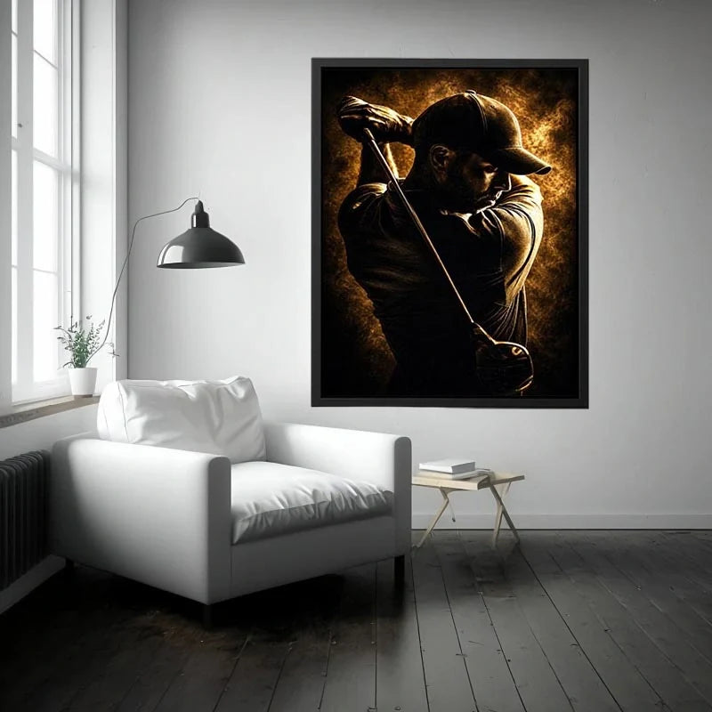   moody golfer mancave canvas art