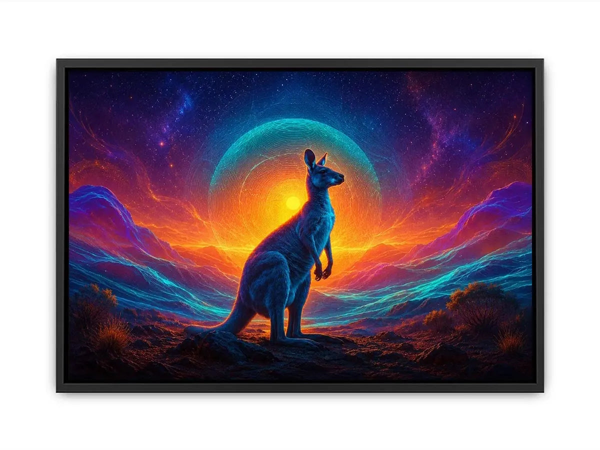   neon kangaroo canvas art
