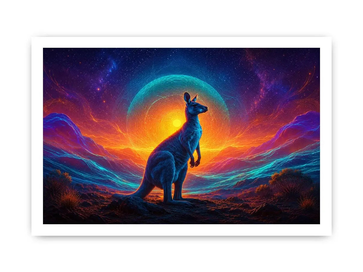   neon kangaroo canvas art