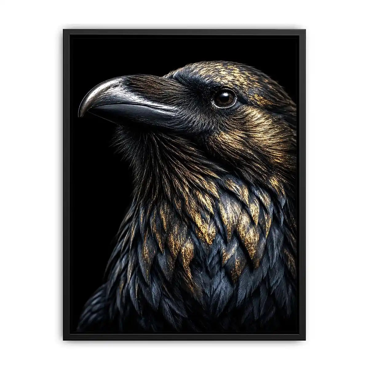   black raven gold portrait artwork office