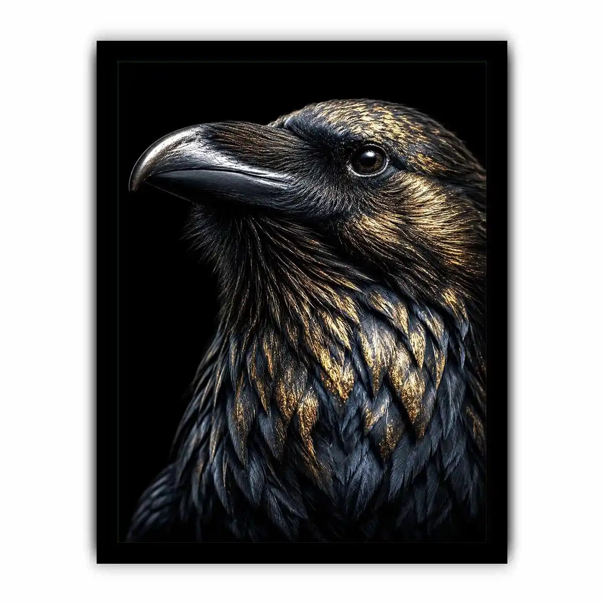   black raven gold portrait artwork office