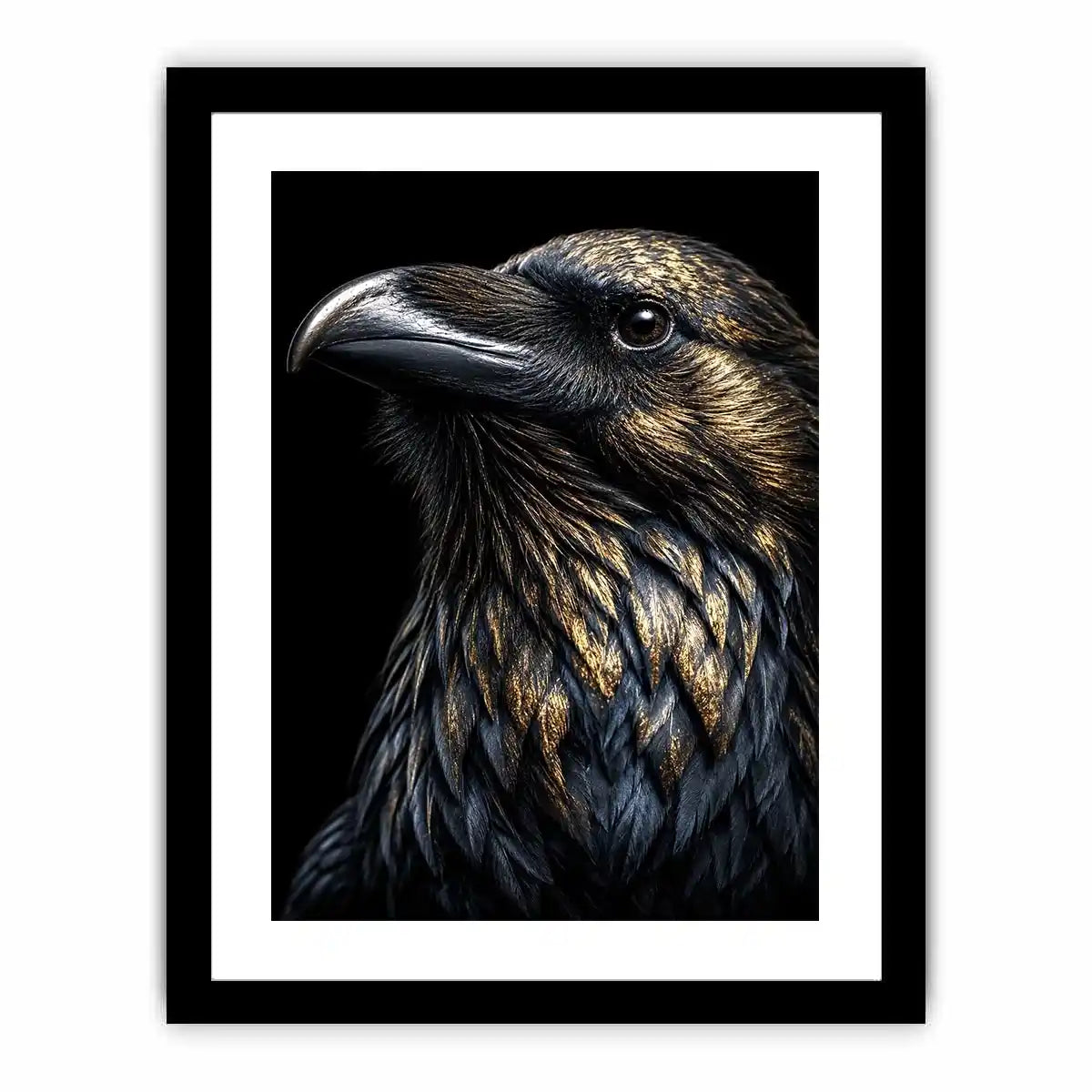   black raven gold portrait artwork office