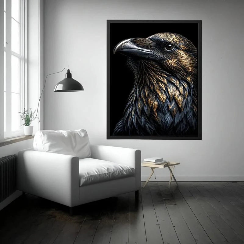   black raven gold portrait artwork office