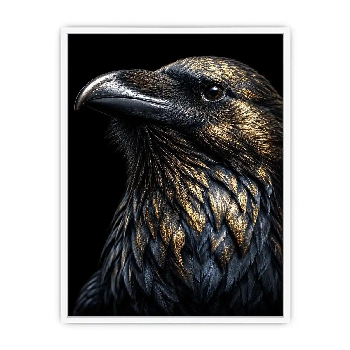   black raven gold portrait artwork office