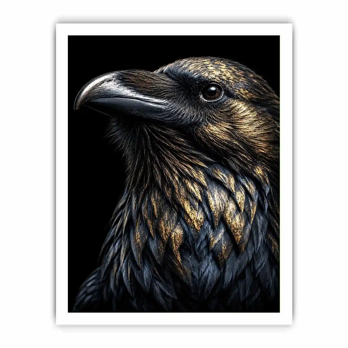   black raven gold portrait artwork office