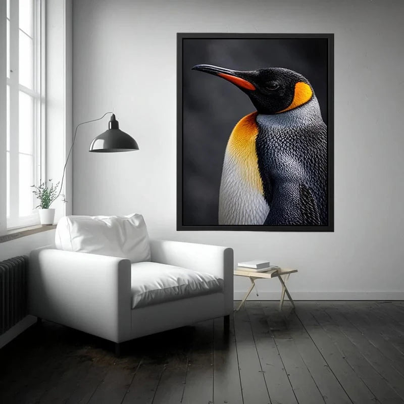   king penguin portrait canvas print bedroom