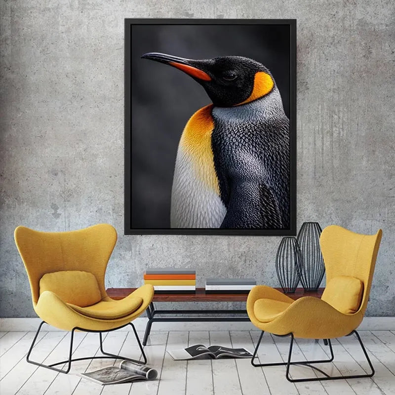   king penguin portrait canvas print bedroom