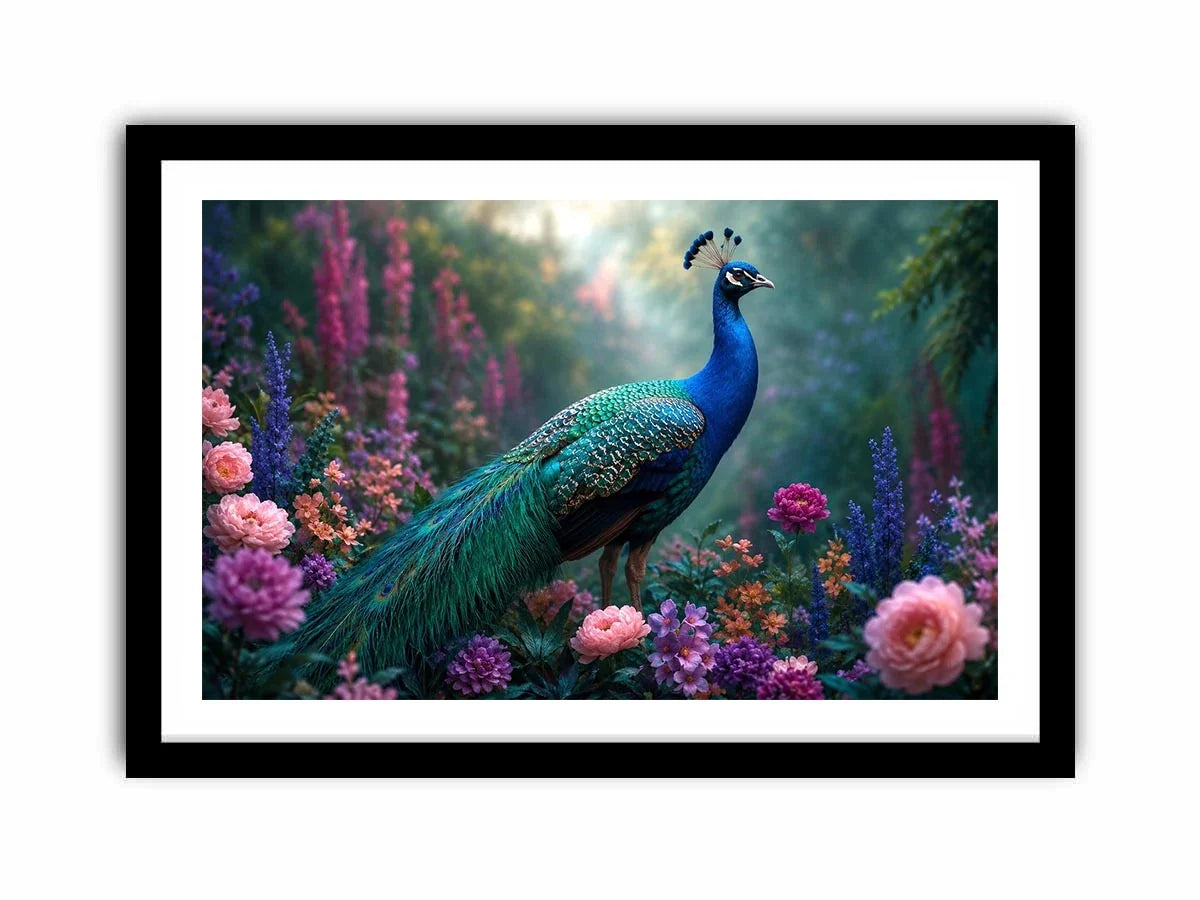   peacock garden floral canvas art bedroom