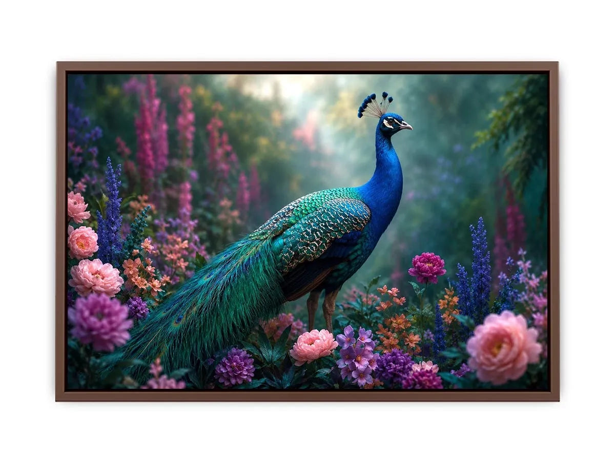   peacock garden floral canvas art bedroom