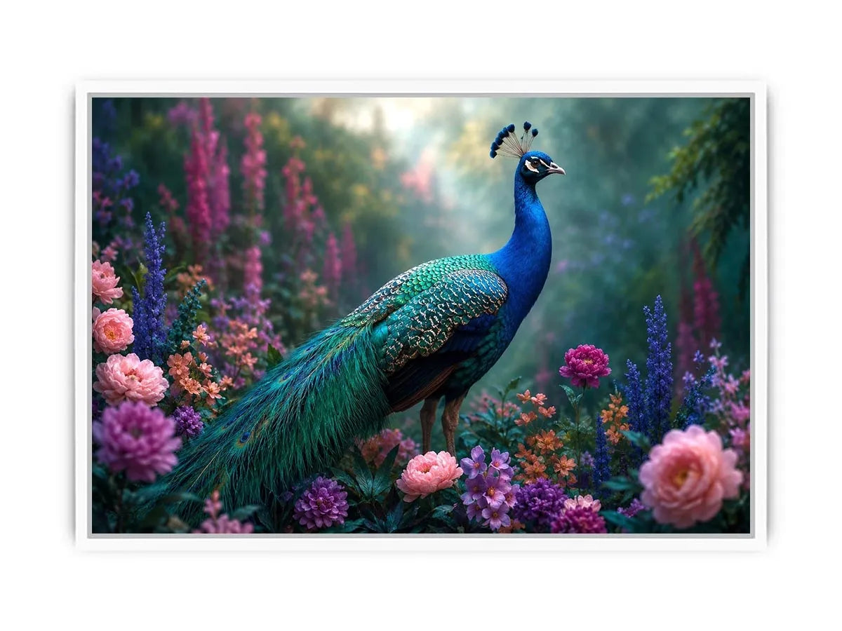   peacock garden floral canvas art bedroom
