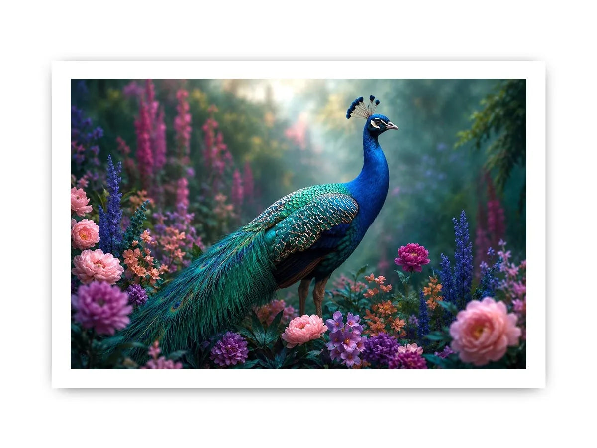   peacock garden floral canvas art bedroom