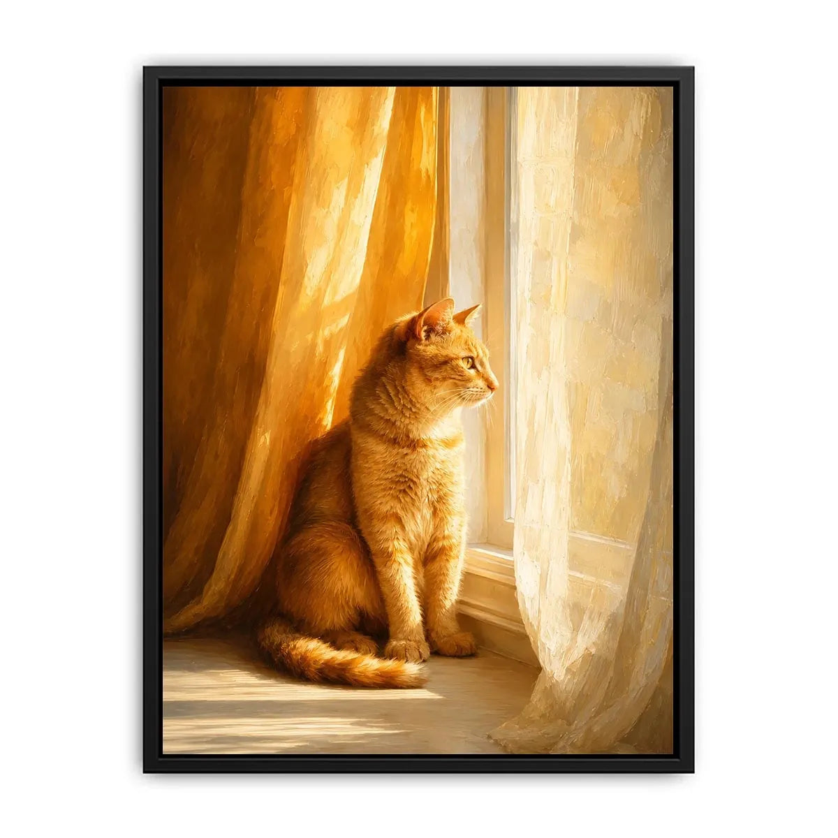   orange cat window canvas art bedroom