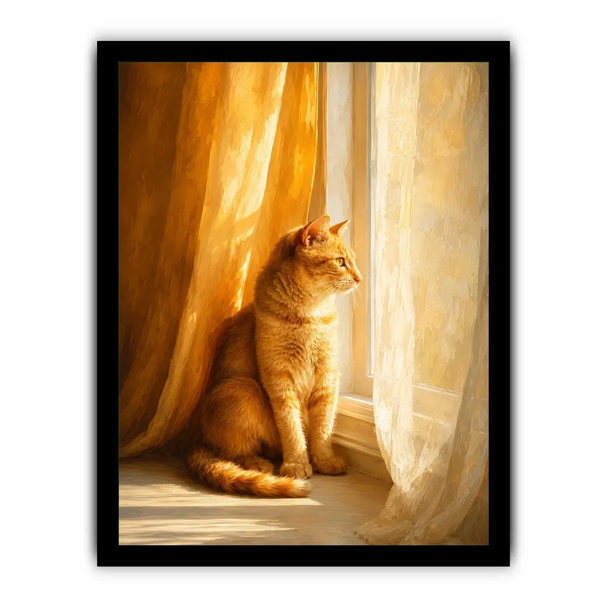   orange cat window canvas art bedroom